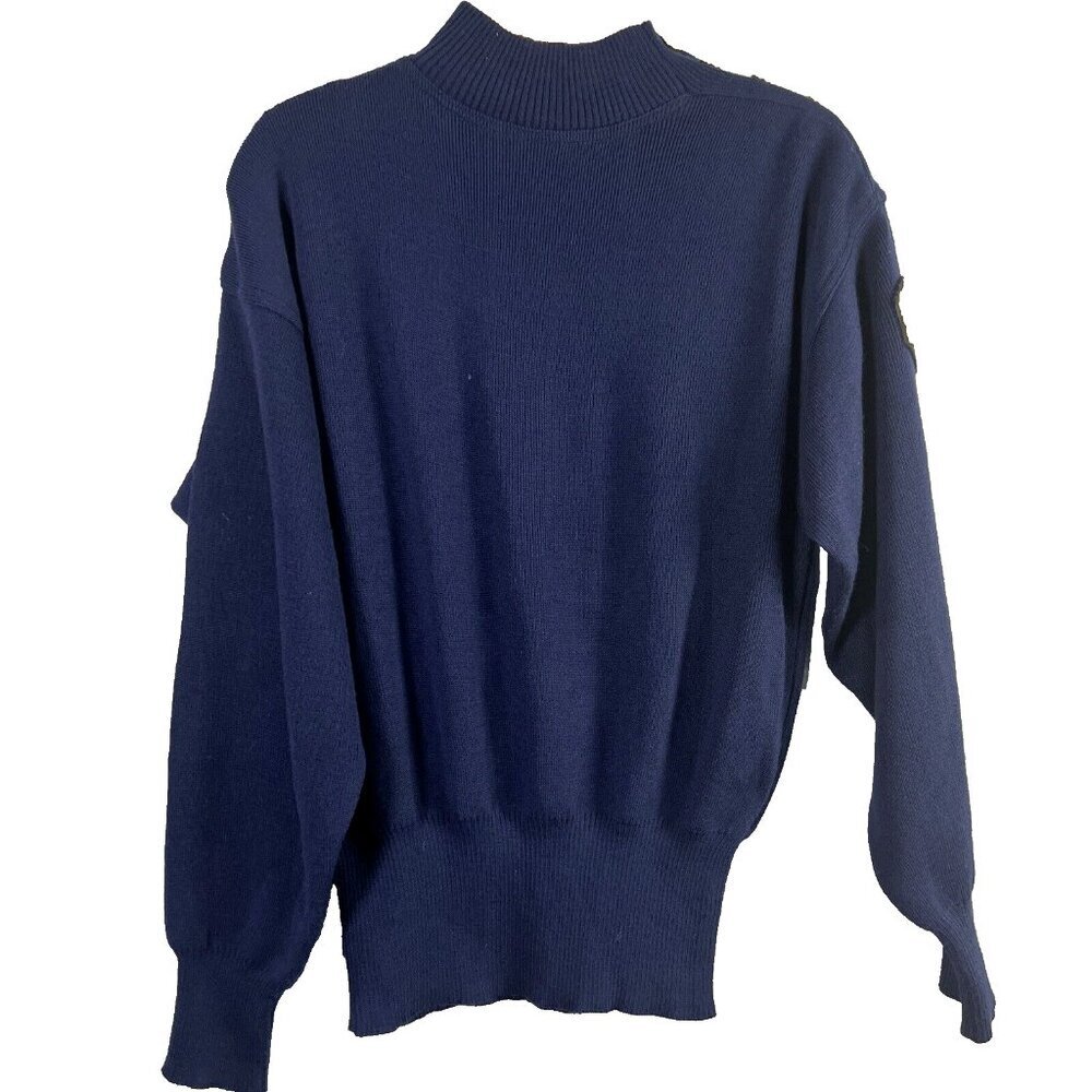 Meister Vtg Sweater Mens S‎ Navy Blue Nautical Gold Button Crest Patch Heritage